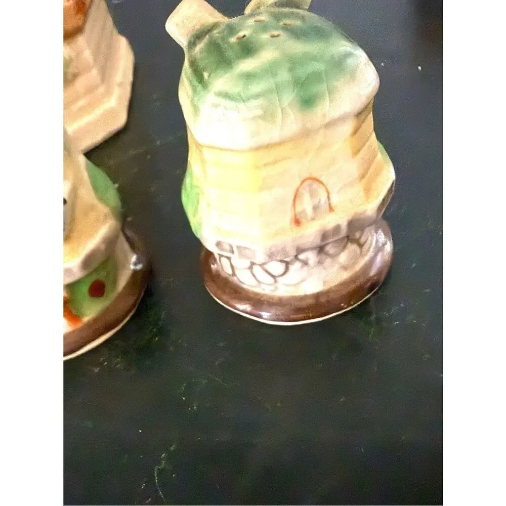 Vintage Japan Windmill Teapot 2 Cup With Salt And Pepper Shakers